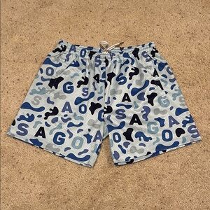 🌊WAVY BLUE CAMO SAGO STUDIO SHORTS SZ MEDIUM